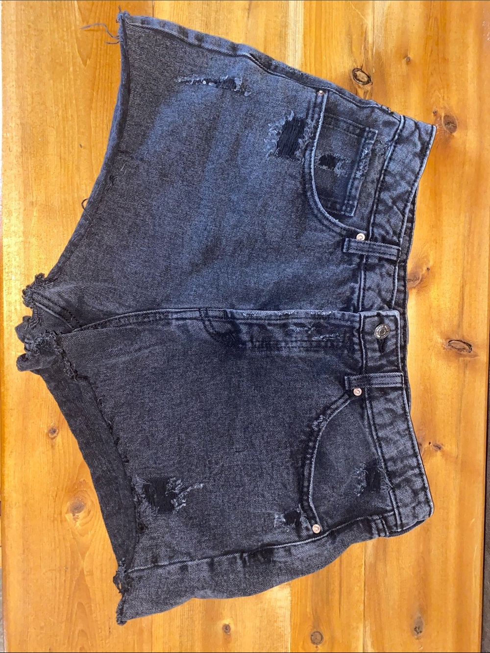 WOMEN Distressed Black Denim Shorts